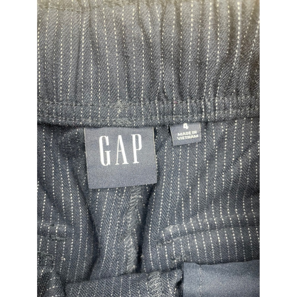 Gap Womens Navy Blue Pinstripe Elastic Waist Tapered Trousers Size 4 Pants - Picture 2 of 8